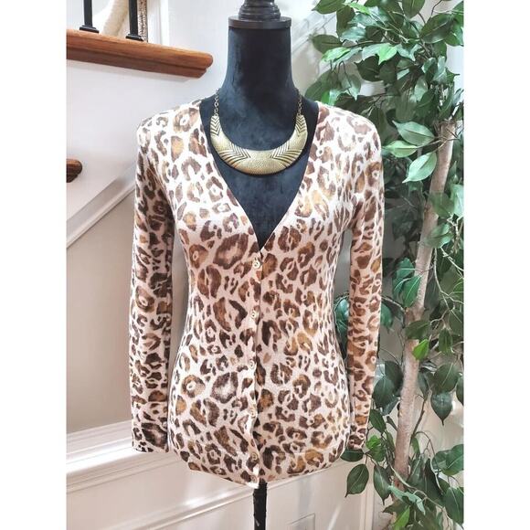 Ann Taylor Women Beige & Brown Wool Long Sleeve Buttons Front Cardigan Sweater S - Picture 9 of 9